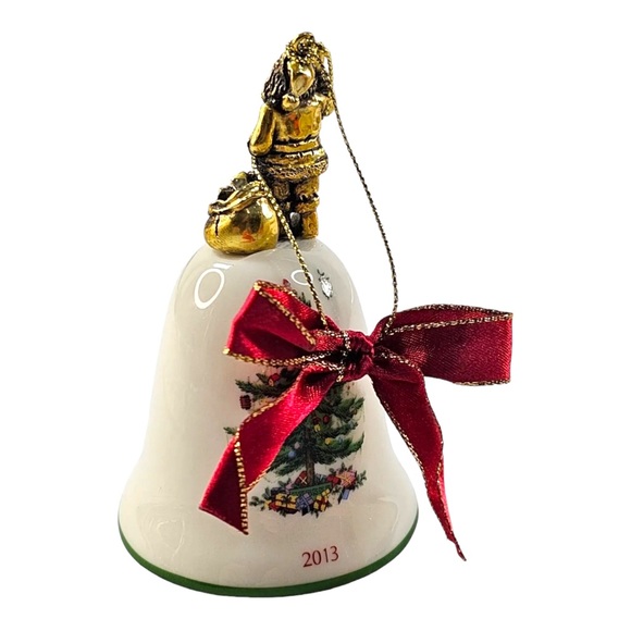 Spode Christmas Tree Bell With Santa Ornament Annual 2013 Ornament Original Box - Picture 5 of 9